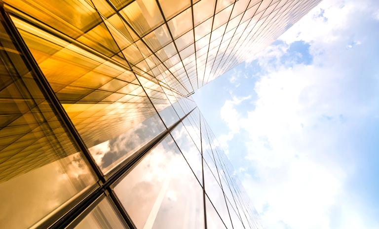 Corporate building with sky above