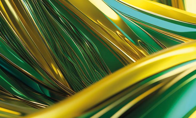 Vertical view of modern skyscrapers in the business district against a blue sky.