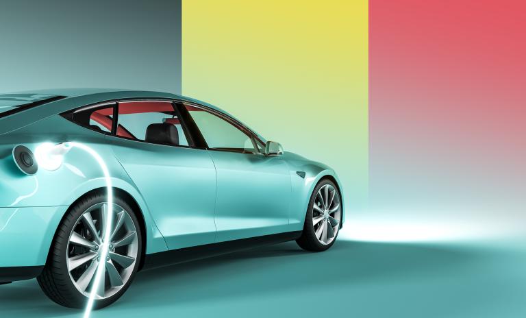 image of a car against the background of the Belgian flag