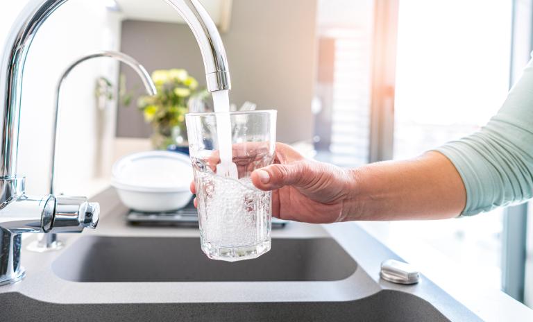 a glass of tap water