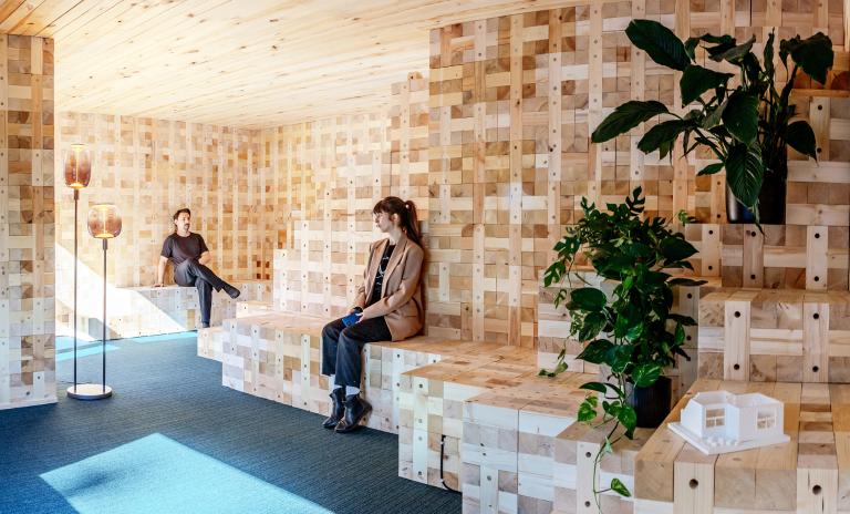 TRIQBRIQ has developed a circular, mass timber building system made from micro-modular solid wood bricks.