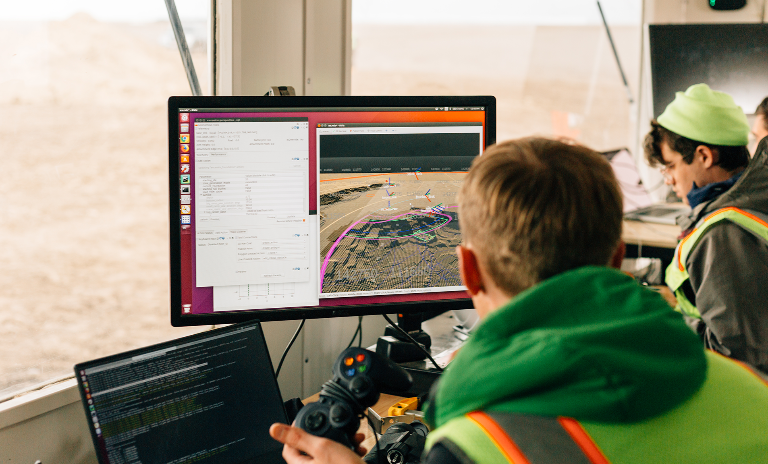 PaaS model: heavy equipment is operated autonomously with the Built Robotics AI guidance systems.