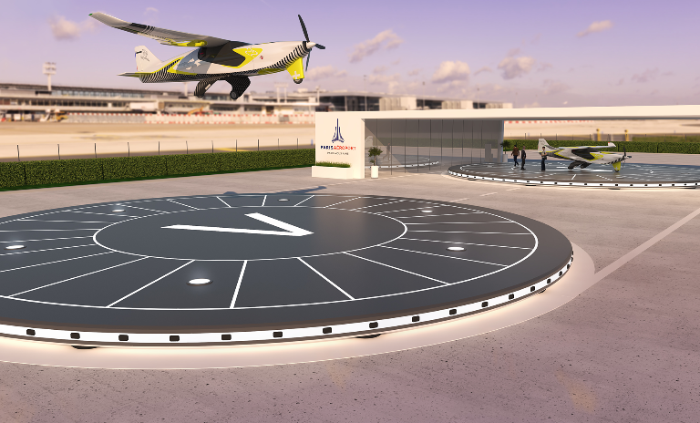 Picture showing a concept of a vertiport by Groupe ADP