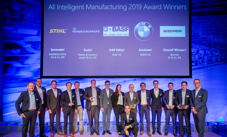 Exzellenz in Industrie 4.0: Die Preisträger des Intelligent Manufacturing Award 2019. (Foto: Microsoft)