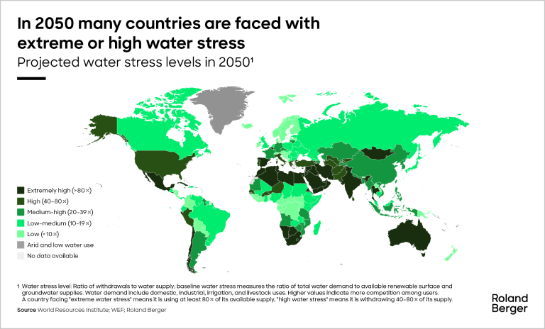In 2050 many countries are faced with extreme orhigh water stress