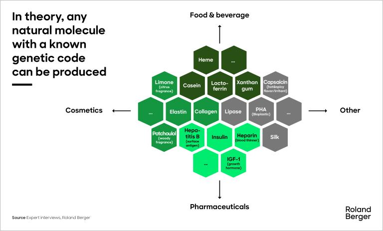 Precision fermentation is the most versatile fermentation type – In theory, any natural product with a known genetic code can be produced