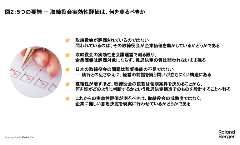 5つの要諦 － 取締役会実効性評価は、何を測るべきか
