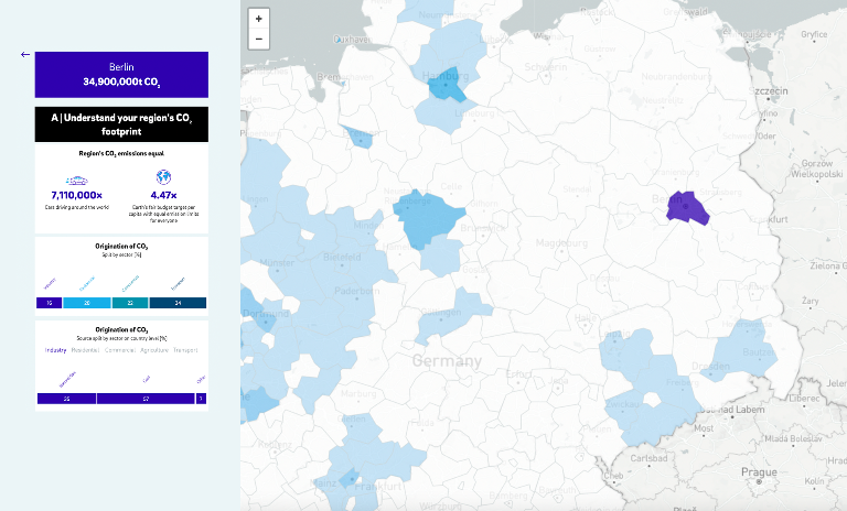 What is the carbon footprint of Berlin or other locations in four European countries? Find out with our interactive CO2 model!