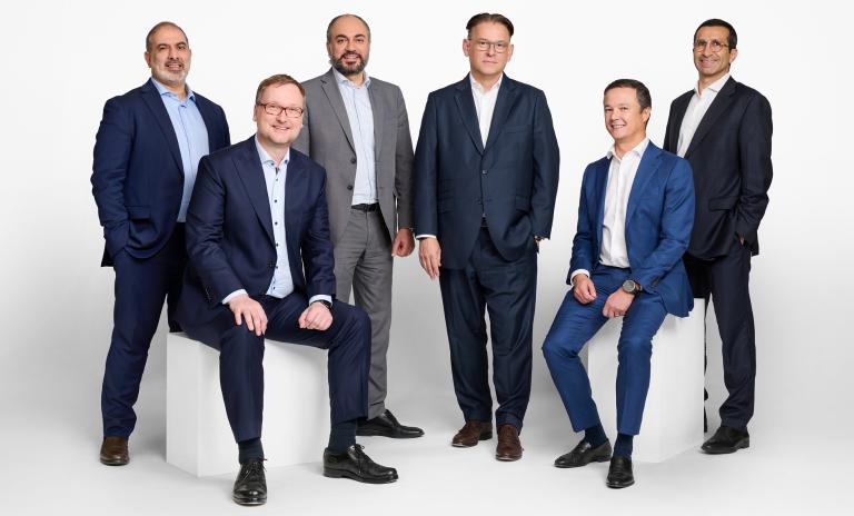 The Middle East Regional Leadership Team from left to right: Nizar Hneini, Tobias Schoenberg, Michael Caracache, Torsten Henzelmann, Santiago Castillo and Vatche Kourkejian.