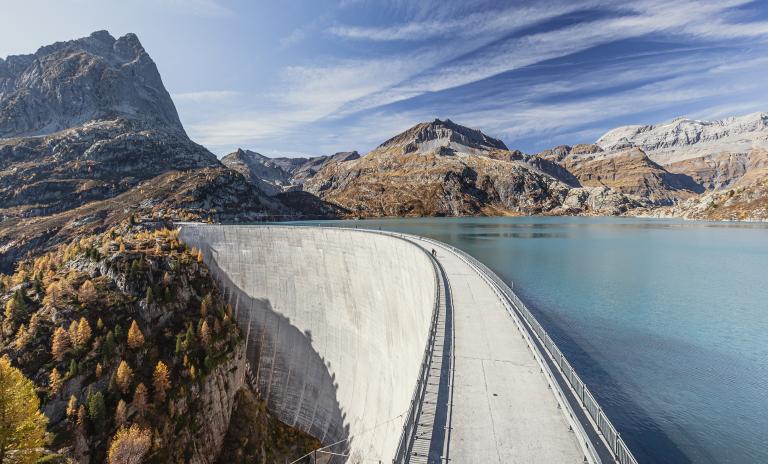 Emosson dam in autumn, Valais (Wallis), Switzerland