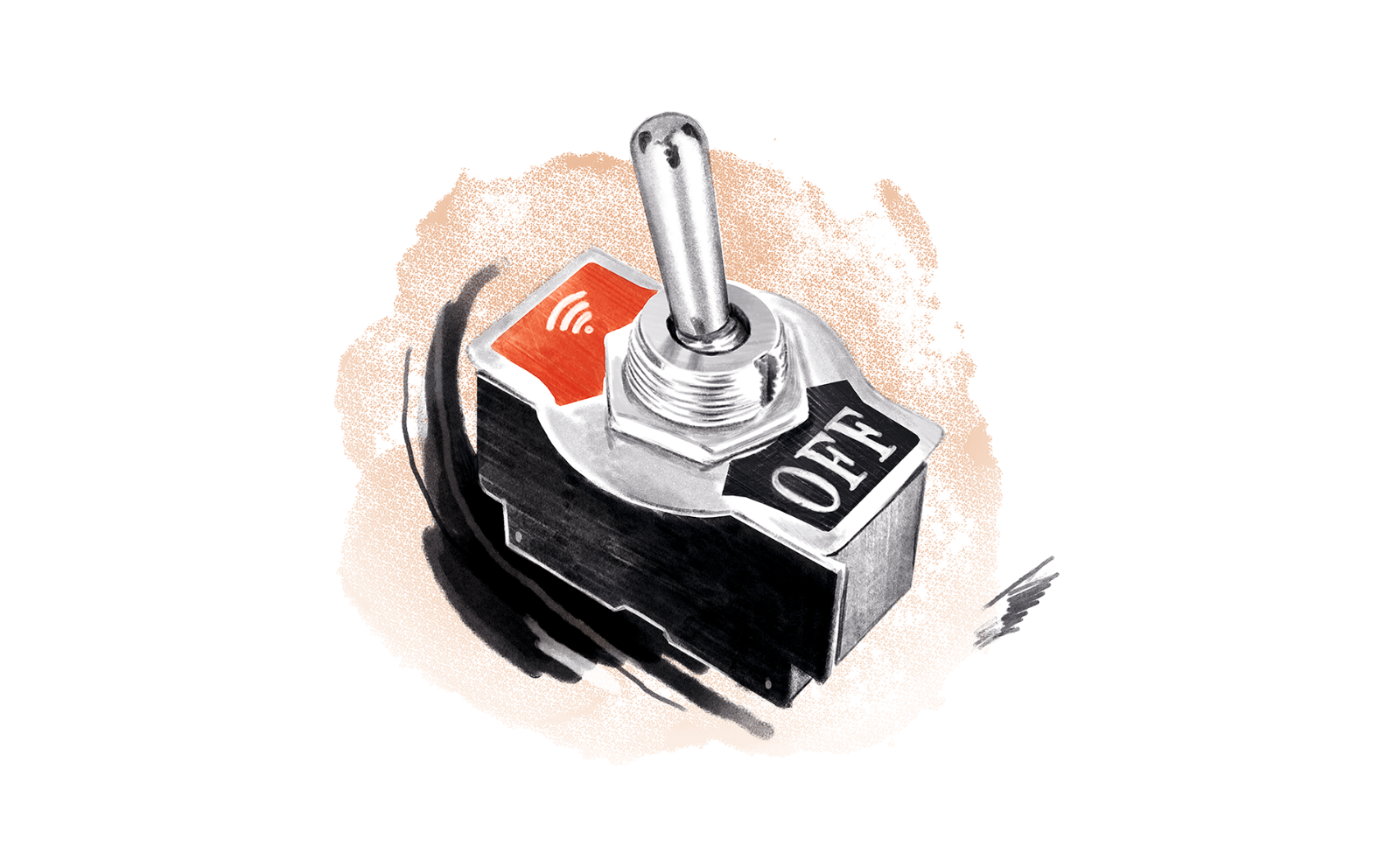 An illustration of an on/off switch toggled “on” with the WiFi logo © Sören Kunz