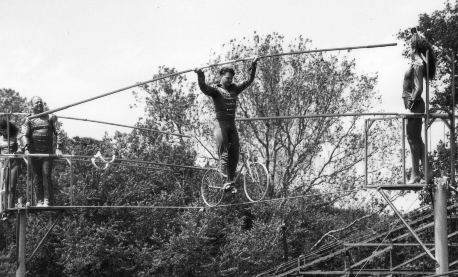 Practice makes perfect: With the guidance of his acrobatic family, Nik Wallenda soon built up skills to wow the crowds.