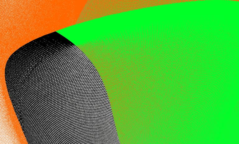 Abstract artwork in Neon Green and Neon Orange by Carsten Gueth