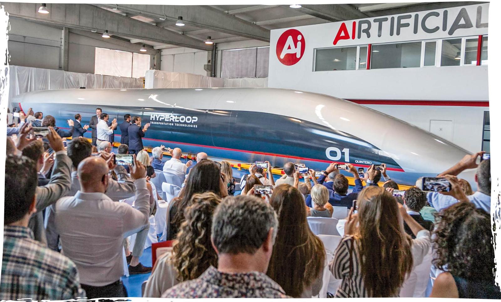 The big unveil: HTT provided an excited crowd the first look at their full-scale passenger capsule on October 2, 2018.