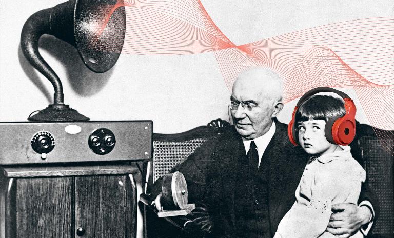 Music for the generation: Emile Berliner shares his invention, the gramophone, with his granddaughter in 1927.