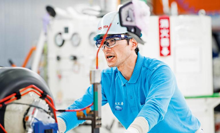 Built to innovate: A Mirai production line team member repositions tools that have been designed to move on the factory floor.