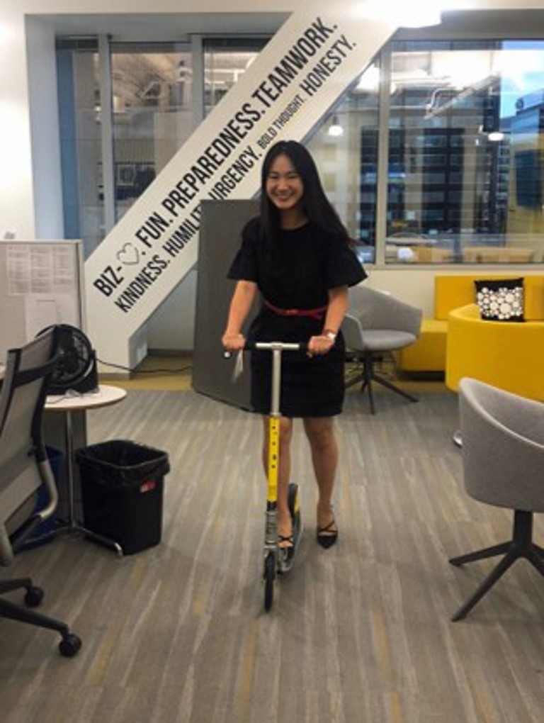Me at a client site in Chicago where they had scooters in the office space