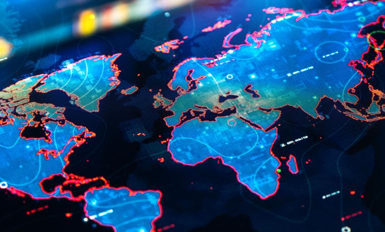 Digital image of a global map
