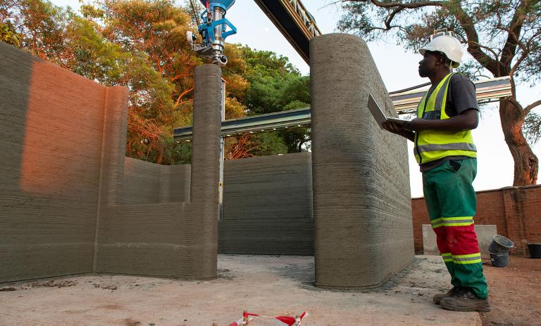 The process of building a house using 3D printing technology