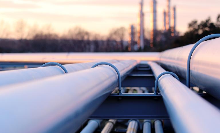 Gas pipeline in the evening sun