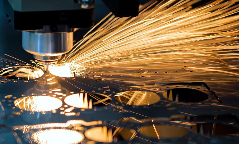 CNC milling machine. Machining and laser cutting for metal in industry.