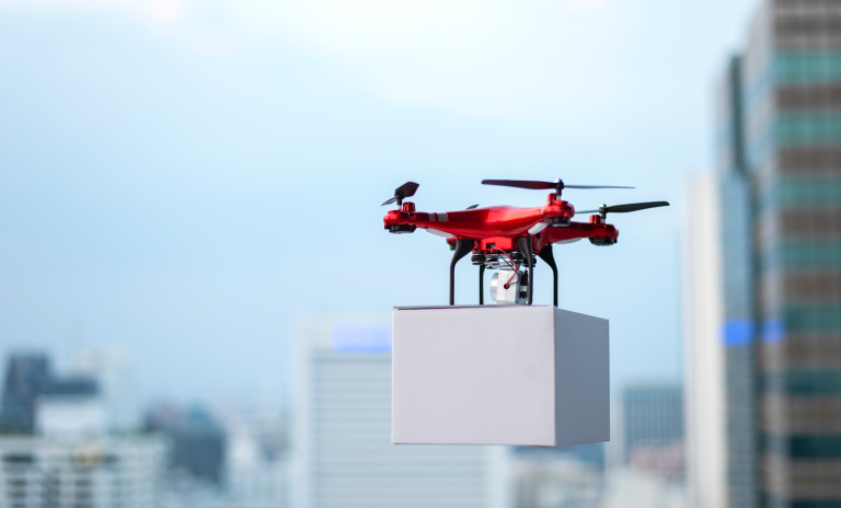 Cargo drone with parcel