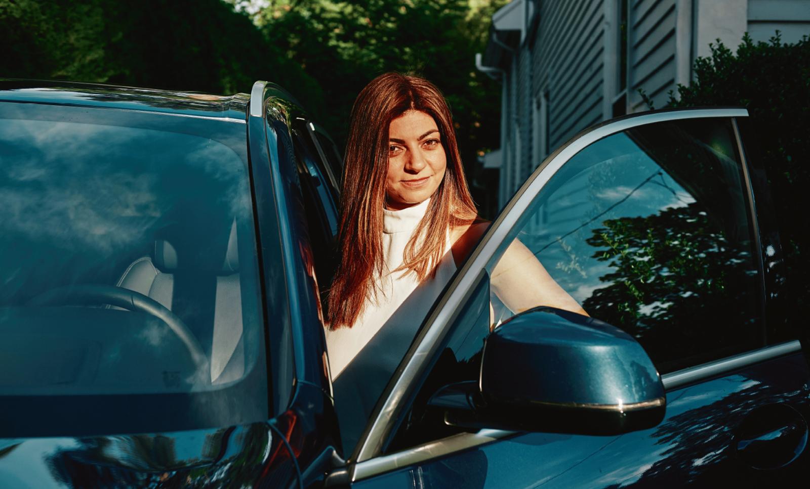 Affectiva co-founder and CEO Rana el Kaliouby walks to her car (c) Tony Luong