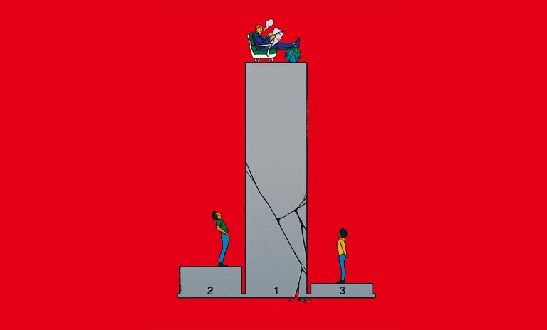 A precarious podium: With a growing disparity is wealth distribution, capitalism's winners are increasingly finding themselves isolated in an ivory tower.