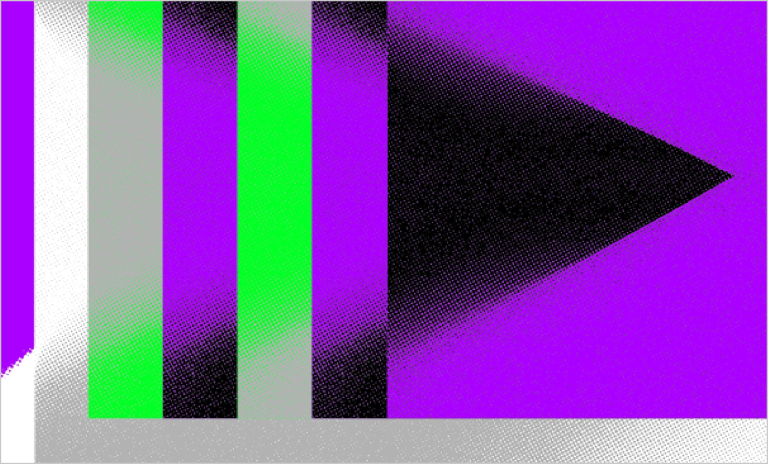 Abstract artwork in Neon Green, Neon Purple and Silver by Carsten Gueth