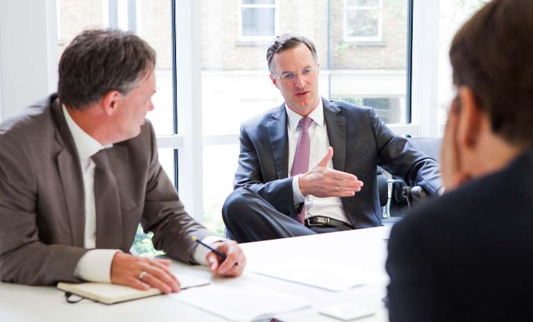 Discussion: (right to left) Jim Farley, Senior Partner Marcus Berret, Editor Paul Entwistle