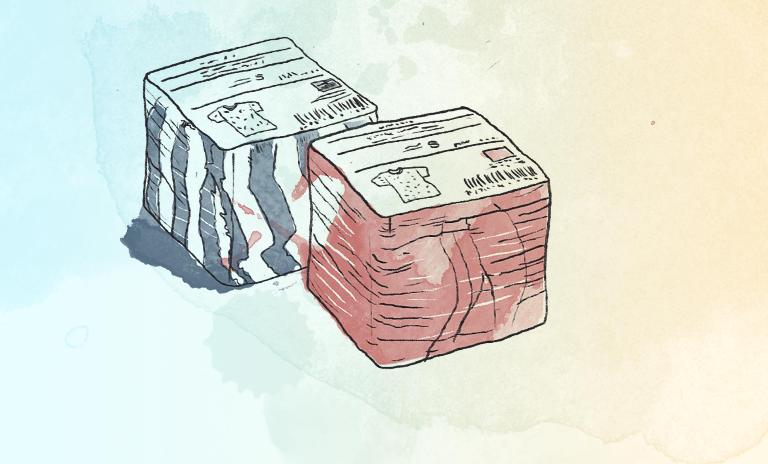 Muji's shelf presentation clearly communicates the company philosophy to its customers.